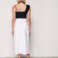 Women's Laser Cut Denim Skirt with Slits