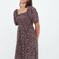 Herita Printed Smock Dress brown