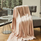 Braid Cable Knitted 100% Cotton Blanket - Pink