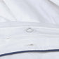 Classic Percale Duvet Cover- White with Navy Blue Pipe Edge