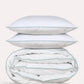 Classic Percale - Duvet Cover Set - White with Jade Green Piped Edge