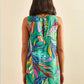 Multi-patterned V-neck Dress - Green