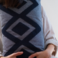 Zigzag Embroidery Cushion Cover - Blue & Grey