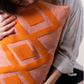 Embroidered Cushion Cover - Apricot & Beige