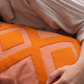 Embroidered Cushion Cover - Apricot & Beige
