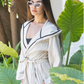 Cotton Oxford Waffle Bathrobe - White