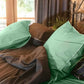Classic Percale - Core Bedding Set - Jade Green with White Piped Edge